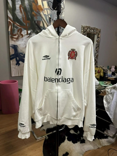 Pre-owned Balenciaga Soccer Hoodie Miami Exclusive In White