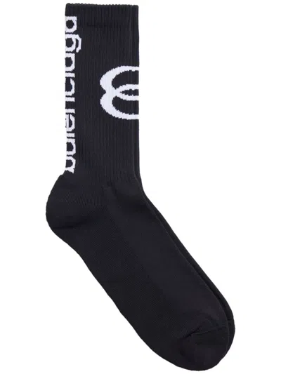 Balenciaga Unity Cotton Blend Socks In Black