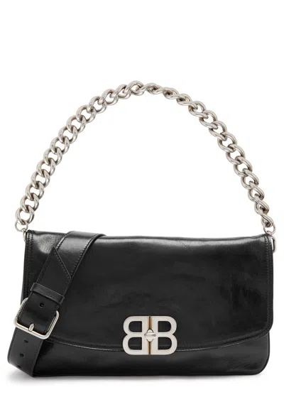 Balenciaga Soft Flap Medium Shoulder Bag, Leather Bag, Black