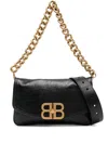 Balenciaga Soft Mini Leather Handbag With Chain-link Handle In Black