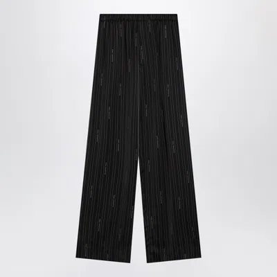 Balenciaga Soft Pinstriped Black Pants With Logo Women