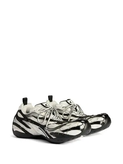 Balenciaga Men Black And White And Silver Soleless Sneakers