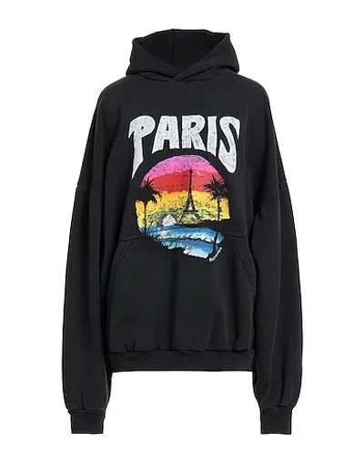 Balenciaga Solid Color Hooded Sweatshirt In Black