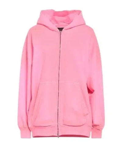 Balenciaga Solid Color Zip-up Hoodie In Pink
