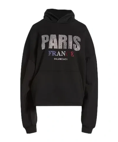 Balenciaga Solid Colour Hooded Sweatshirt In Black