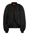 Balenciaga Draped Black Bomber Jacket In Technical Micro-faille In Black