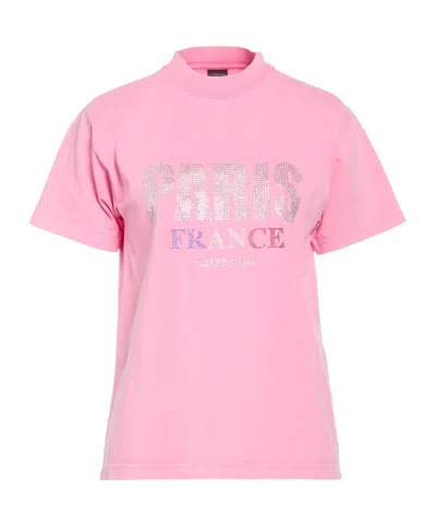 Balenciaga Solid-color Short-sleeve T-shirt In Pink