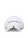 Balenciaga Distressed Embroidered Logo Baseball Cap In White