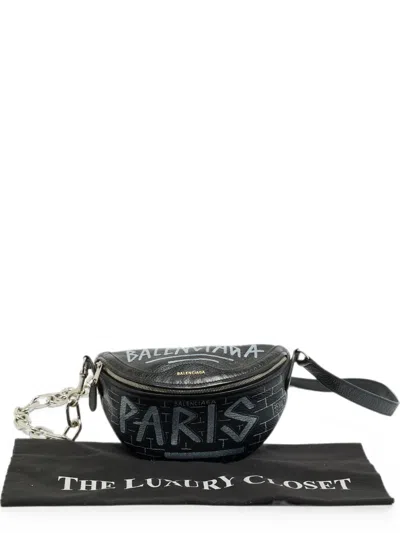 Pre-owned Balenciaga Souvenir Graffiti Belt Bag In Black