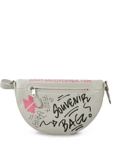 Pre-owned Balenciaga Souvenir Graffiti Belt Bag In White