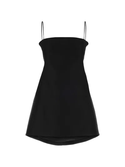 Balenciaga Wool Blend Mini Dress Flared Hem Straps In Black