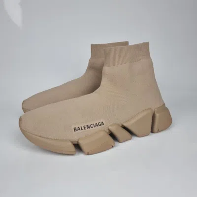 Pre-owned Balenciaga Speed 2 Men's Beige Sneakers