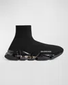Balenciaga Womens Speed 2.0 Full Clear Sole Recycled Knit Sneaker In Black