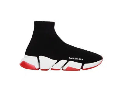 Pre-owned Balenciaga Speed 2.0 Bicolor Transparent Sole (women's) Sneakers In Black/white/red In Multi