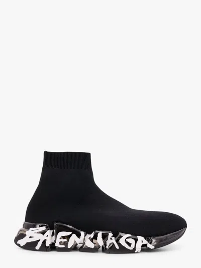Balenciaga Sneakers Speed 2.0 Full Clear Sole Graffiti In Maglia In Black