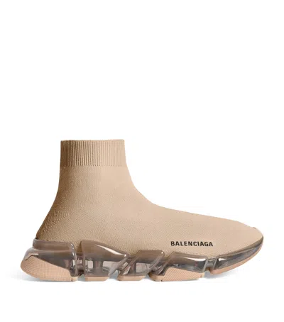 Balenciaga Speed 2.0 Full Clear Sole Sneakers In Sand
