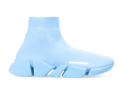 Pre-owned Balenciaga Speed 2.0 Full (women's) Sneakers In Light Blue