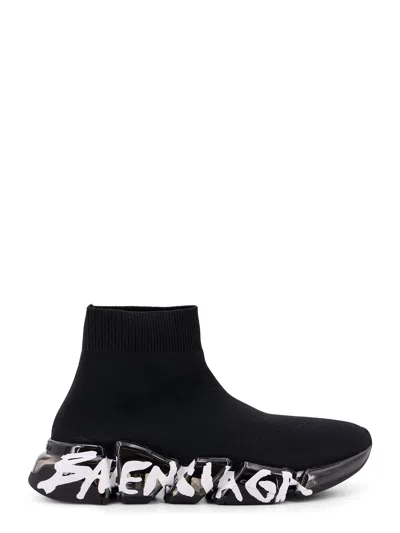 Balenciaga Speed 2.0 Graffiti Recycled Knit Sneaker In Black