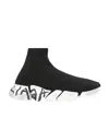 Balenciaga Sneakers Speed 2.0 Graffiti In Maglia Riciclata  Da Donna In Nero In Black