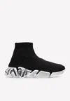 Balenciaga Sneakers Speed 2.0 Graffiti In Maglia Riciclata  Da Donna In Nero In Black