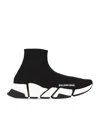 Balenciaga Speed 2.0 Logo-print Stretch-knit Slip-on Sneakers In Black