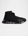 Balenciaga Fully Transparent Outsole Speed 2.0 Retro Knitted Sneakers In 1000 Black