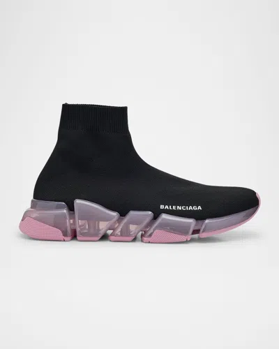 BALENCIAGA SPEED 2.0 KNIT CLEAR-SOLE SNEAKERS