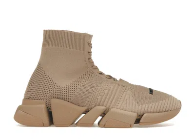 Pre-owned Balenciaga Speed 2.0 Lace Up (women's) Sneakers In Beige