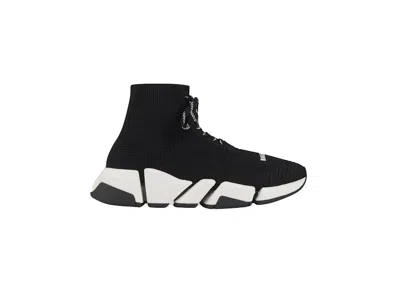 Pre-owned Balenciaga Speed 2.0 Lace Up (women's) Sneakers In Black/white