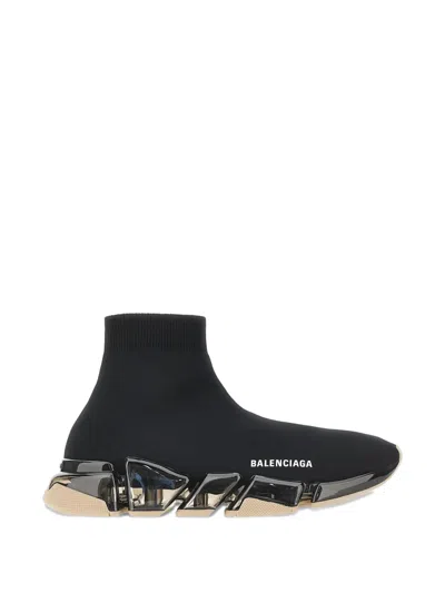 Balenciaga Men Speed 2.0 Full Clear Sole Sneaker In Black