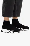 Balenciaga Speed 2.0 Logo-print Glittered Stretch-knit High-top Sneakers In Black