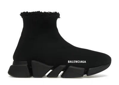 Pre-owned Balenciaga Speed 2.0 Recycled Fake Fur (women's) Sneakers In Black