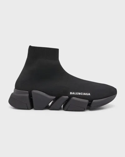 Balenciaga Speed 2.0 Recycled Knit Sneakers With Bicolor Sole In 1013 Black