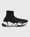 Balenciaga Speed 2.0 Recycled Knit Sneakers With Bicolor Sole In Black