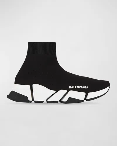 Balenciaga Speed 2.0 Recycled Knit Sneakers With Bicolor Sole In Multi