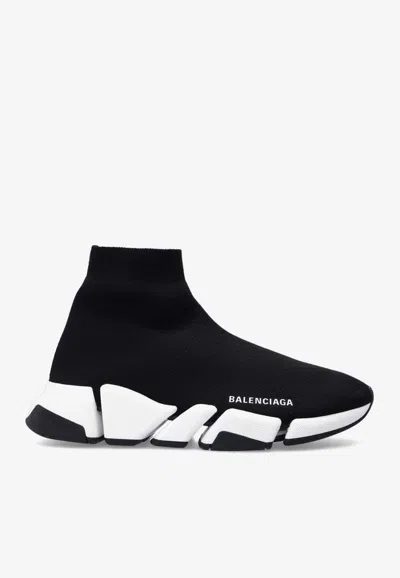 Balenciaga Speed 2.0 Recycled Knit Sock Sneakers In Black