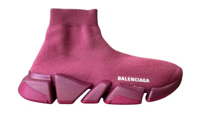 Pre-owned Balenciaga Speed 2.0 Recycled Knit (women's) Sneakers In Burgundy