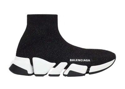 Pre-owned Balenciaga Speed 2.0 Shiny (women's) Sneakers In Black/white In Multi
