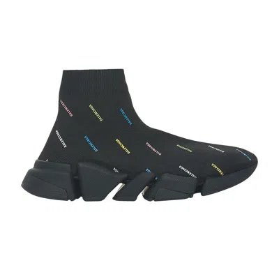 Pre-owned Balenciaga Speed 2.0 Sneaker 'all Over Logo - Black Multi' | Men's Size 42