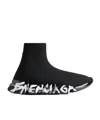 Balenciaga Speed Logo-print Stretch-knit High-top Sneakers In Black