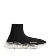 Balenciaga Women's Speed 2.0 Full Clear Sole Recycled Knit Sneaker In Black In Black