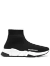 Balenciaga Speed Lt Logo-print Stretch-knit High-top Sneakers In Black