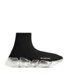 Balenciaga Women's Speed 2.0 Full Clear Sole Recycled Knit Sneaker In Black In Black