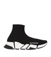 Balenciaga Speed 2.0 Logo-print Glittered Stretch-knit High-top Sneakers In Black