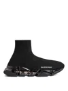 Balenciaga Womens Speed 2.0 Full Clear Sole Recycled Knit Sneaker In Black