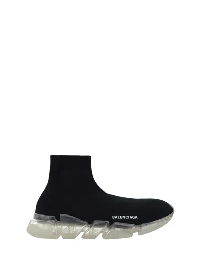 Balenciaga Women's Speed 2.0 Full Clear Sole Recycled Knit Sneaker In Black