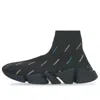 Balenciaga Speed 2.0 Sneakers 'recycled Knit Black With Multicolor Allover Logo'
