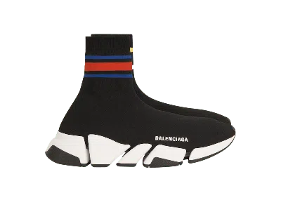 Pre-owned Balenciaga Speed 2.0 Stripped (women's) Sneakers In Black/red/blue