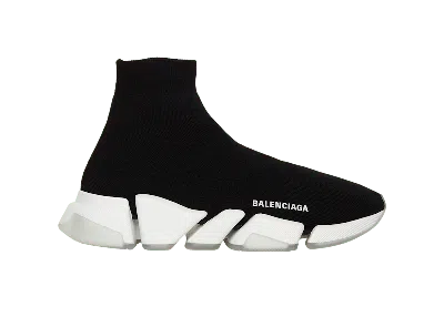 Pre-owned Balenciaga Speed 2.0 Transparent Sole (women's) Sneakers In Black/white