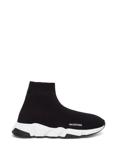 Balenciaga Kids' Speed Black Sneakers With Logo  In Stretch Fabric Woman